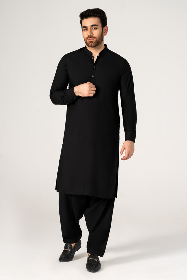 Special Jet Black Wash & Wear Unstitched Suit  MF-06