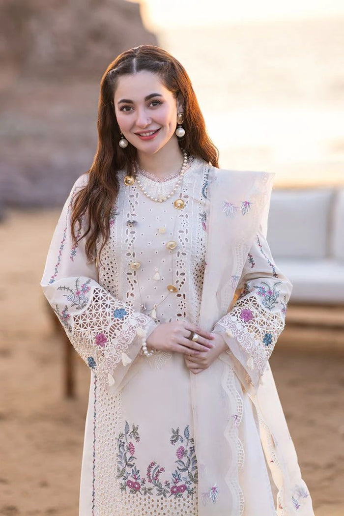 Qalamkar SELIN Chikankari Luxury Embroidered Lawn 3 Piece Dress - 0841