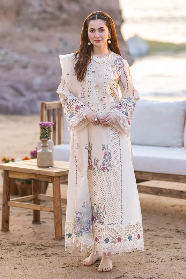 Qalamkar SELIN Chikankari Luxury Embroidered Lawn 3 Piece Dress - 0841